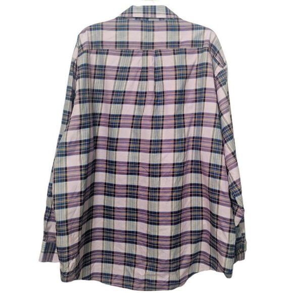 2XL Men's Brooks Brothers Cotton Button Down Plaid Purple Shirt Made In Italy - Picture 2 of 14